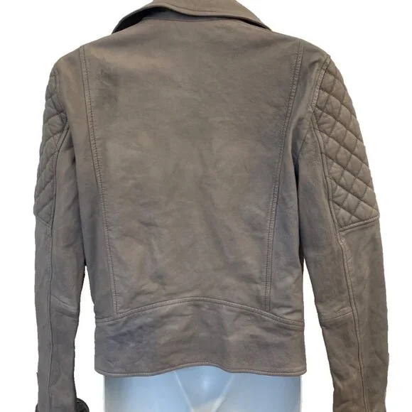 NWT Lamarque Quilted Leather Jacket Marilla Size XS Gravel Grey $675 - Picture 7 of 16